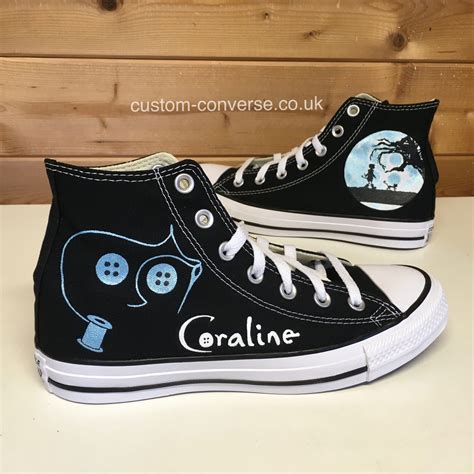 Sale Price £182.55 ... Hand embroidered Converse black high tops - moon and stars ... Many of the coraline costume, sold by the shops on Etsy, qualify for included shipping, such as: doll dreams Unisex t-shirt; Cora:line Edible Cupcake Toppers PRECUT Optional Halloween Girl Theme Edible Cupcake Toppers Wafer Cake Decorations;